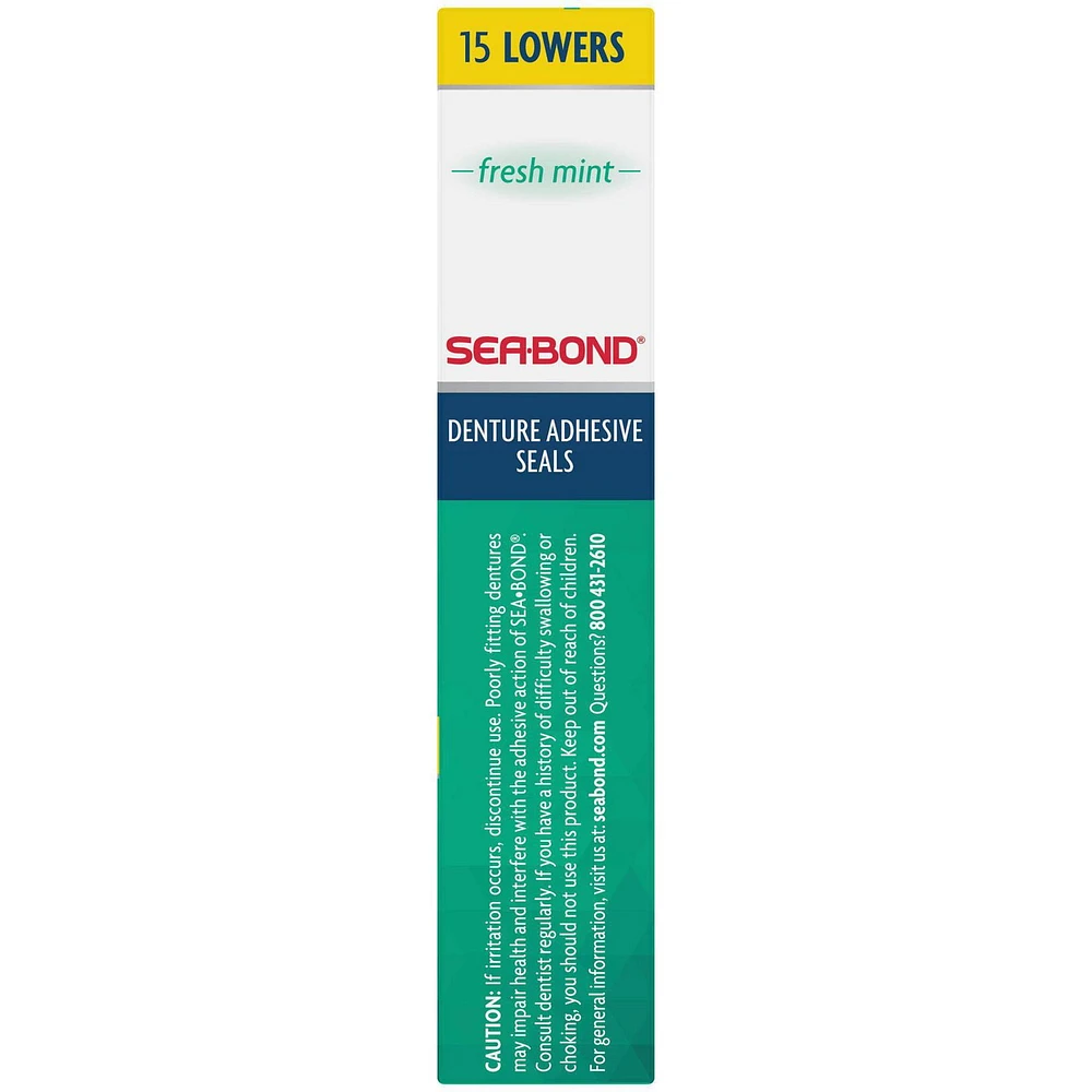 Sea-Bond Denture Adhesive Fresh Mint Lowers, 15 Count