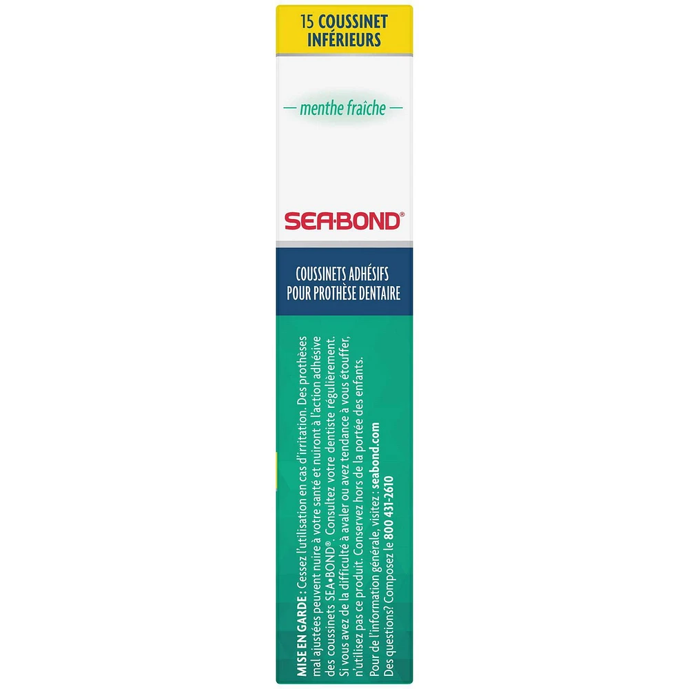 Sea-Bond Denture Adhesive Fresh Mint Lowers, 15 Count