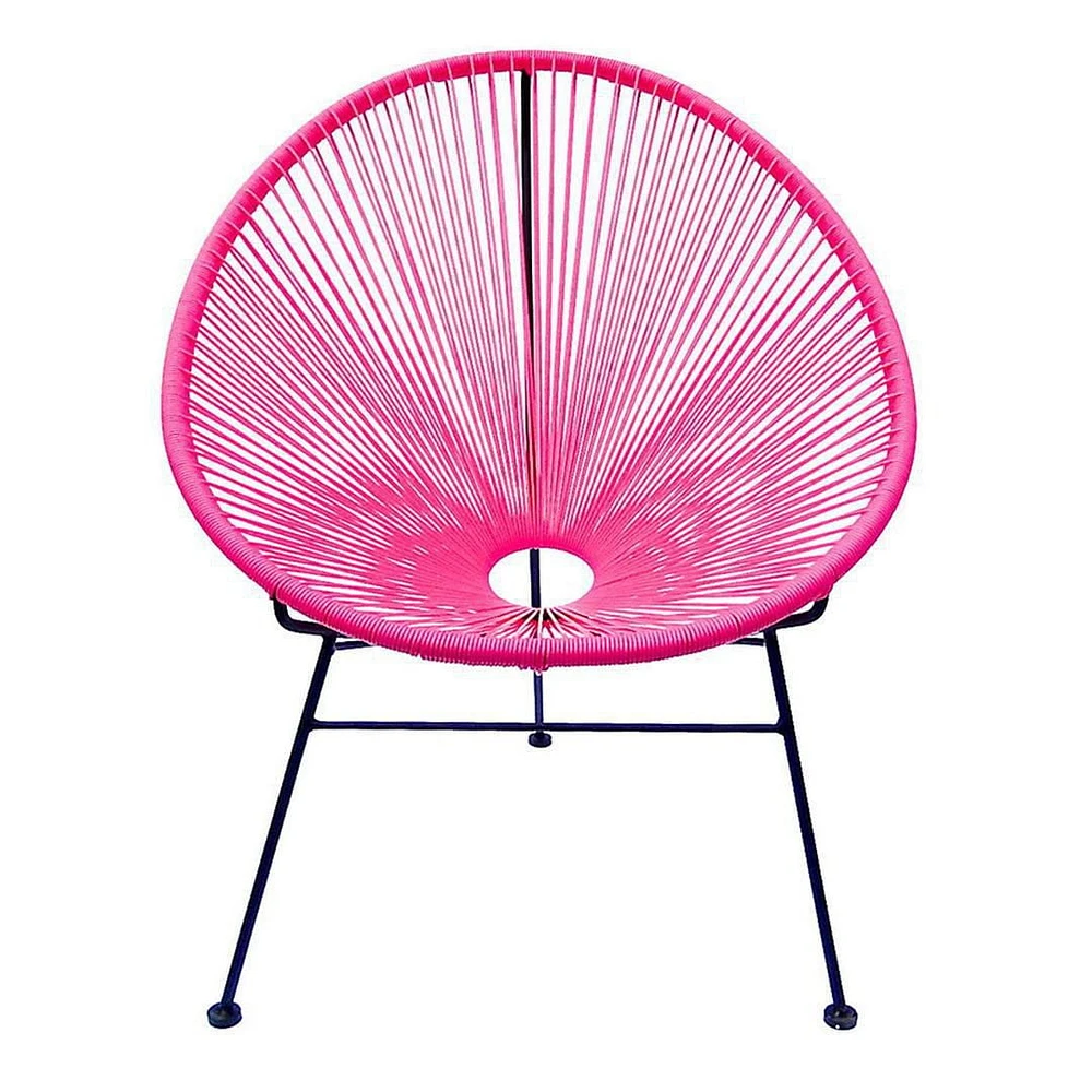 Pink Outdoor Chair, Black Frame. Dining Chair