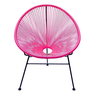 Pink Outdoor Chair, Black Frame. Dining Chair