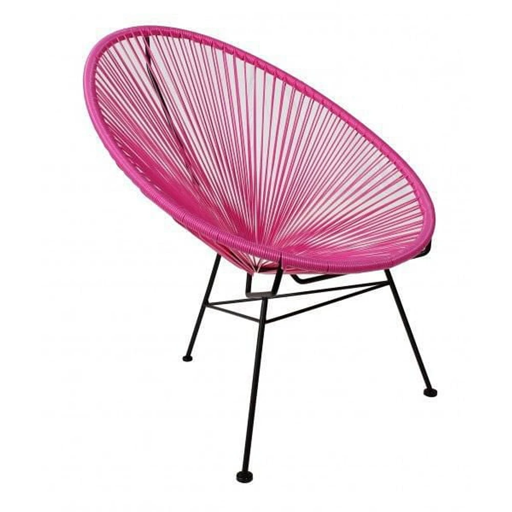 Pink Outdoor Chair, Black Frame. Dining Chair