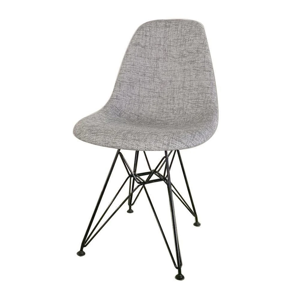 Eiffel Upholstered Chair With Black Metal Legs, Chair ideal for Dining Room, Kitchen, Living Room.