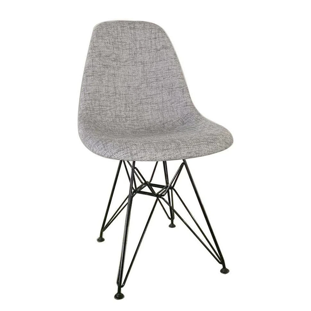 Eiffel Upholstered Chair With Black Metal Legs, Chair ideal for Dining Room, Kitchen, Living Room.