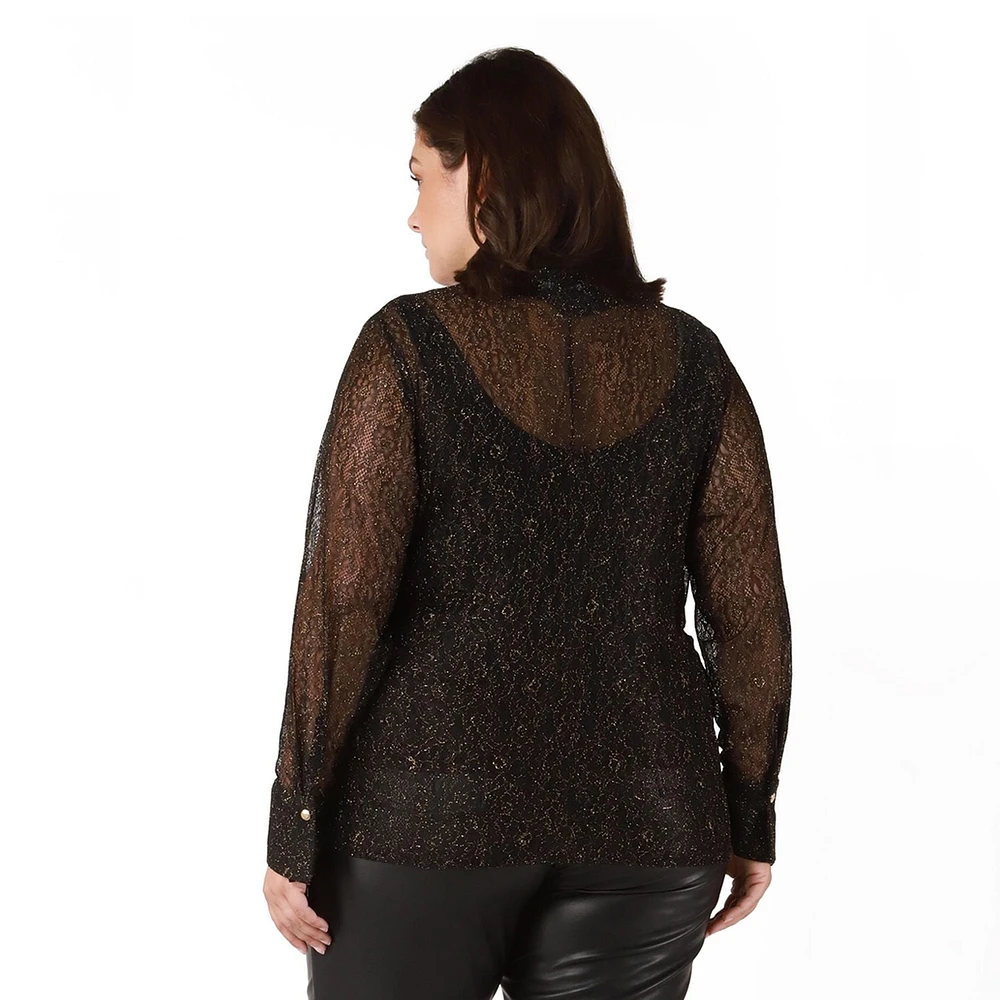 Devoted Women’s Plus Sheer Lace Blouse