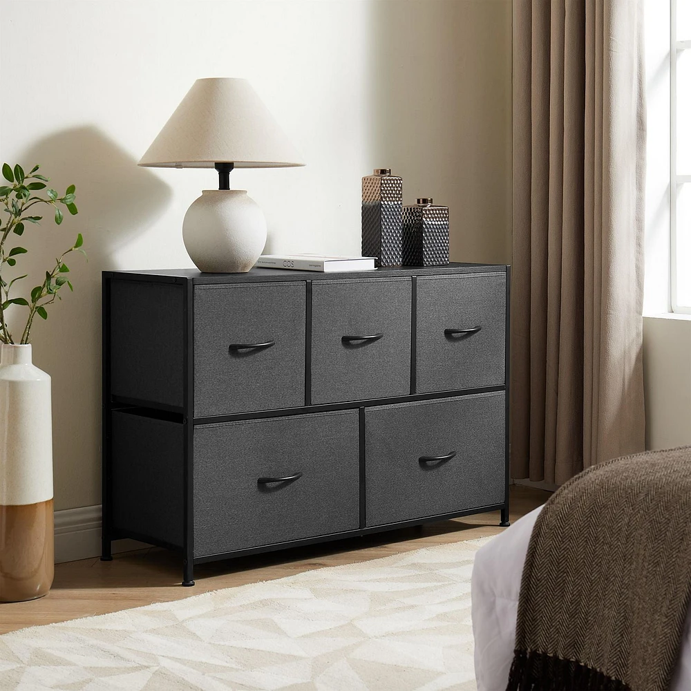 Mainstays 5 DRAWER HORIZONTAL FABRIC DRESSER, GREY