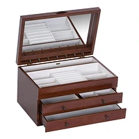 Mele and Co Fairhaven Walnut Finish Wooden Jewellery Box