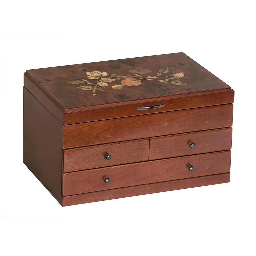 Mele and Co Fairhaven Walnut Finish Wooden Jewellery Box