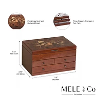 Mele and Co Fairhaven Walnut Finish Wooden Jewellery Box