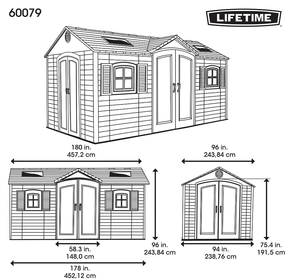 LIFETIME - 15 Ft. x 8 pi. Remise extérieure