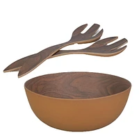 Bamboo Walnut Copper Bowl 23 cm 3 Piece Set