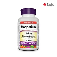 Webber Naturals Magnésium, Absorption accrue, 500 mg 60 comprimés