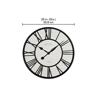 HOMETRENDS Wall Clock, 20 inch Farmhouse Round Wall Clock with Quartz Accuracy, Requires 1 AA Battery (not included)