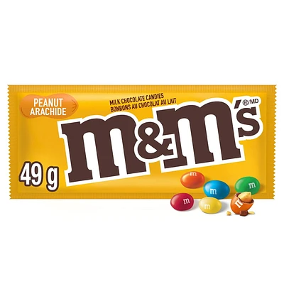 M&M'S, Peanut Milk Chocolate Candies, Bag, 49g, 1 sachet, 49 g