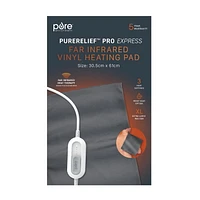 Pure Enrichment® Pro Express XL Coussin chauffant en vinyle à infrarouge lointain – Soulagement musculaire plus profond pour le dos, le cou, les bras, les jambes, 3 réglages de chaleur, housse en graphène amovible et lavable, 30,5 cm x 61 cm (gris)