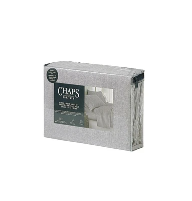 Ensemble de draps 4 pièces doux en microfibre solide Chaps, gris, double Ensemble de draps doux 4 pièces gris double