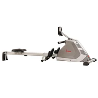 Sunny Health & Fitness Magnetic Rowing Machine Rower with High Weight Capacity, Dual Resistance, Programmable Monitor and Aluminum Slide Rail - SF-RW5854