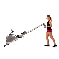 Sunny Health & Fitness Magnetic Rowing Machine Rower with High Weight Capacity, Dual Resistance, Programmable Monitor and Aluminum Slide Rail - SF-RW5854