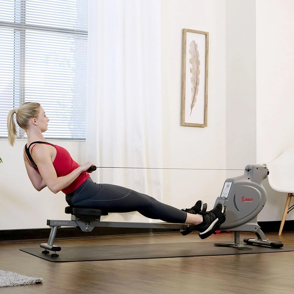 Sunny Health & Fitness Multi-Function Magnetic Rowing Machine with Floor Plates - SF-RW5935