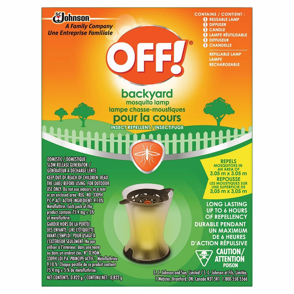 OFF! Backyard Insect and Mosquito Repellent Lamp, 1 Lamp and 1 Diffuser