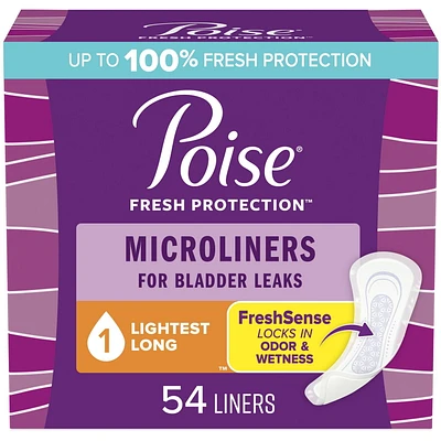 Protège-dessous micro quotidiens Poise, protège-dessous d’incontinence, absorption la plus légère à 1 goutte, réguliers - longues, 50 - 54 protège-dessous POISE LNR REG - LONG, 50 - 54 UNITES