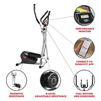 Sunny Health & Fitness Essentials Series Magnetic Smart Elliptical with Exclusive SunnyFit® App Enhanced Bluetooth Connectivity - SF-E322902