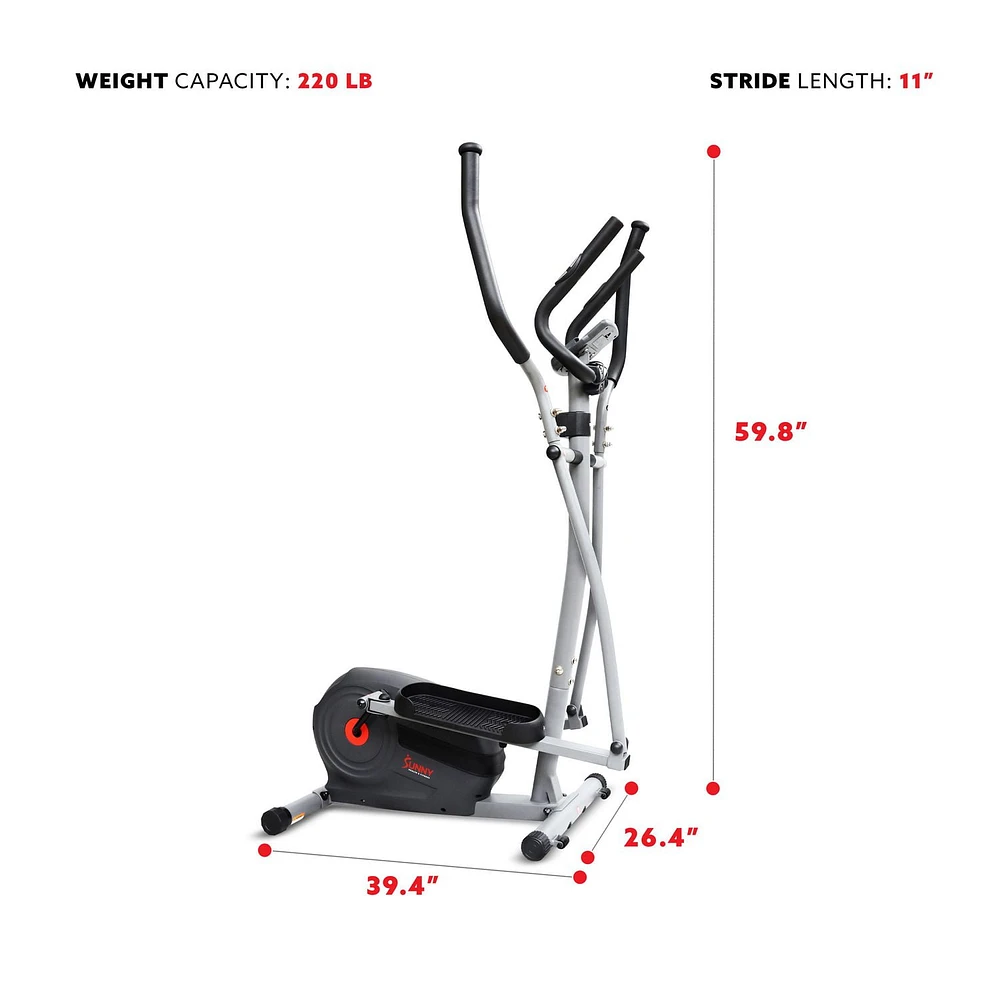 Sunny Health & Fitness Essentials Series Magnetic Smart Elliptical with Exclusive SunnyFit® App Enhanced Bluetooth Connectivity - SF-E322902