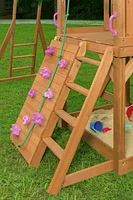 Mountain View Playset with Tarp Roof, Monkey Bars, Climbing Wall & Slide