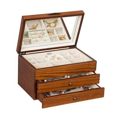 Mele and Co Selma Walnut Finish Wooden Jewellery Box