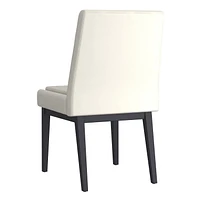 Contemporary Faux Leather and Metal Dining Chair, Set of 2 - Beige and Black