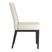 Contemporary Faux Leather and Metal Dining Chair, Set of 2 - Beige and Black