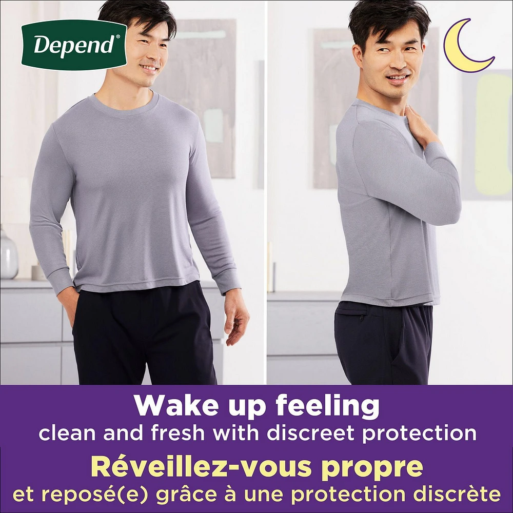 Depend Night Defense Adult Incontinence Underwear for Men, Disposable, Overnight, Large, Grey, 56 Count (Packaging May Vary)