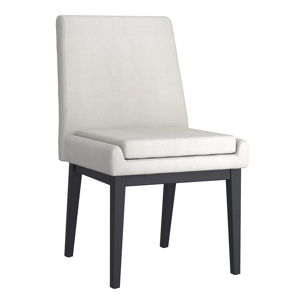 Contemporary Fabric and Metal Dining Chair, Set of 2 - Beige and Black