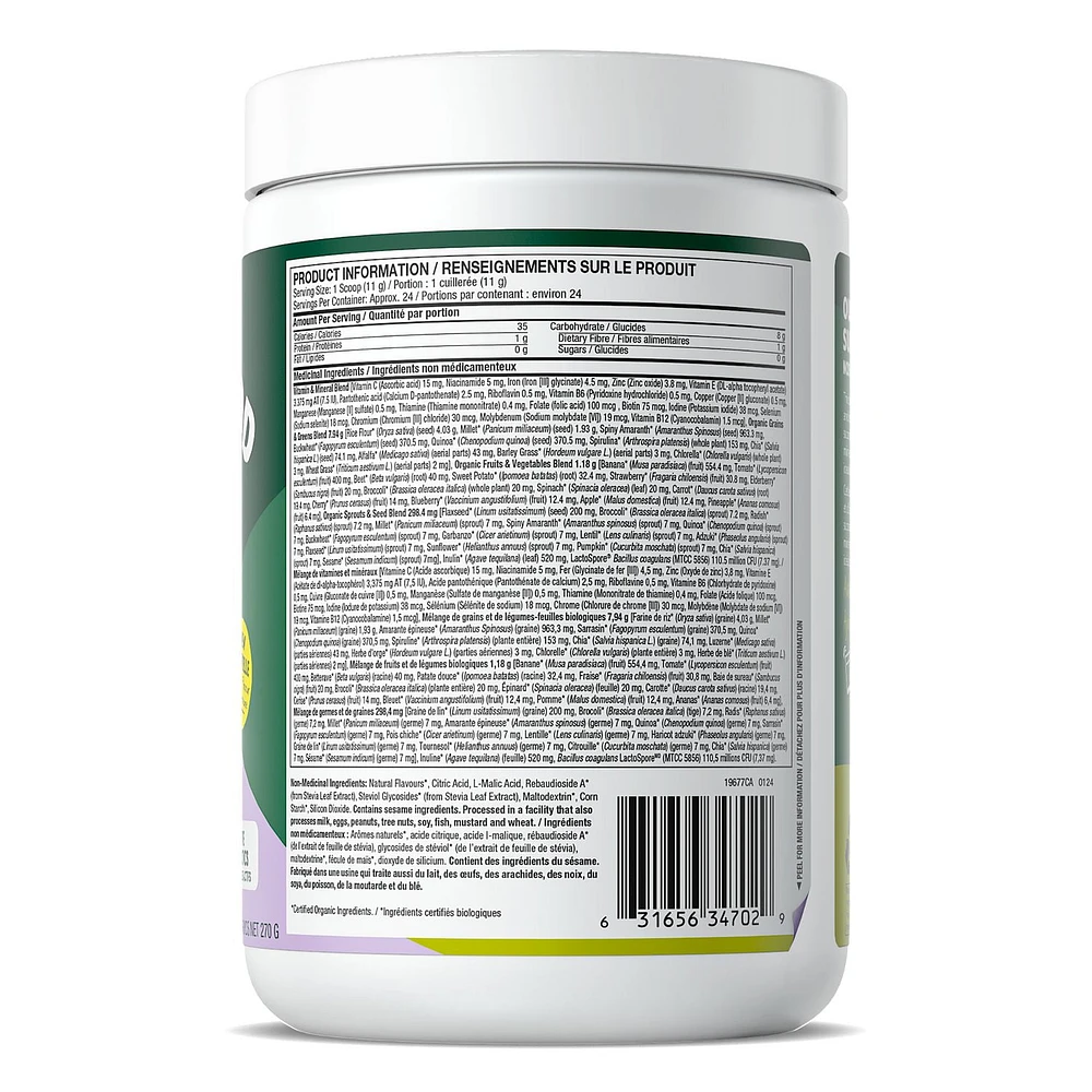 Purely Inspired Greens Powder Superfood Blueberry Acai| Super Greens Powder Organic | Fruit + Veggie Superfood Powder | Green Smoothie Powder, 24 Servings, Superfood Greens Powder
