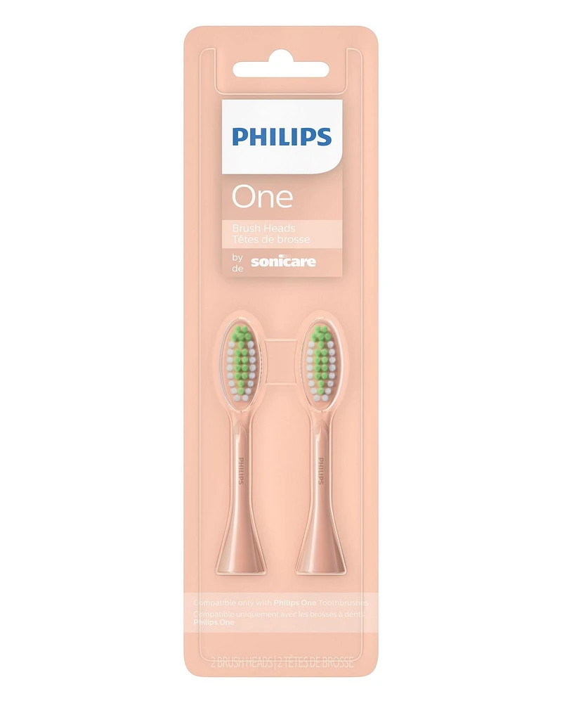 Philips One by Sonicare 2pk Brush Heads, Champagne, BH1022/05, 2 Pack Brush Heads