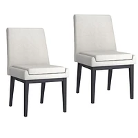 Contemporary Fabric and Metal Dining Chair, Set of 2 - Beige and Black