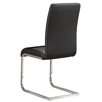 Contemporary Faux Leather and Metal Dining Chair, Set of 2 - Black and Chrome