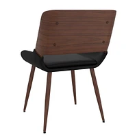 Mid-Century Modern Faux Leather and Wood Dining Chair - Black and Walnut