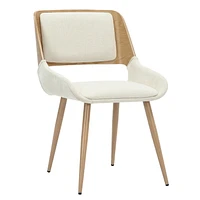 Mid-Century Modern Fabric and Wood Dining Chair - Beige and Natural