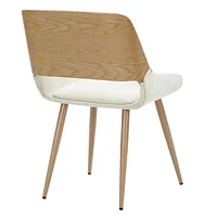 Mid-Century Modern Fabric and Wood Dining Chair - Beige and Natural