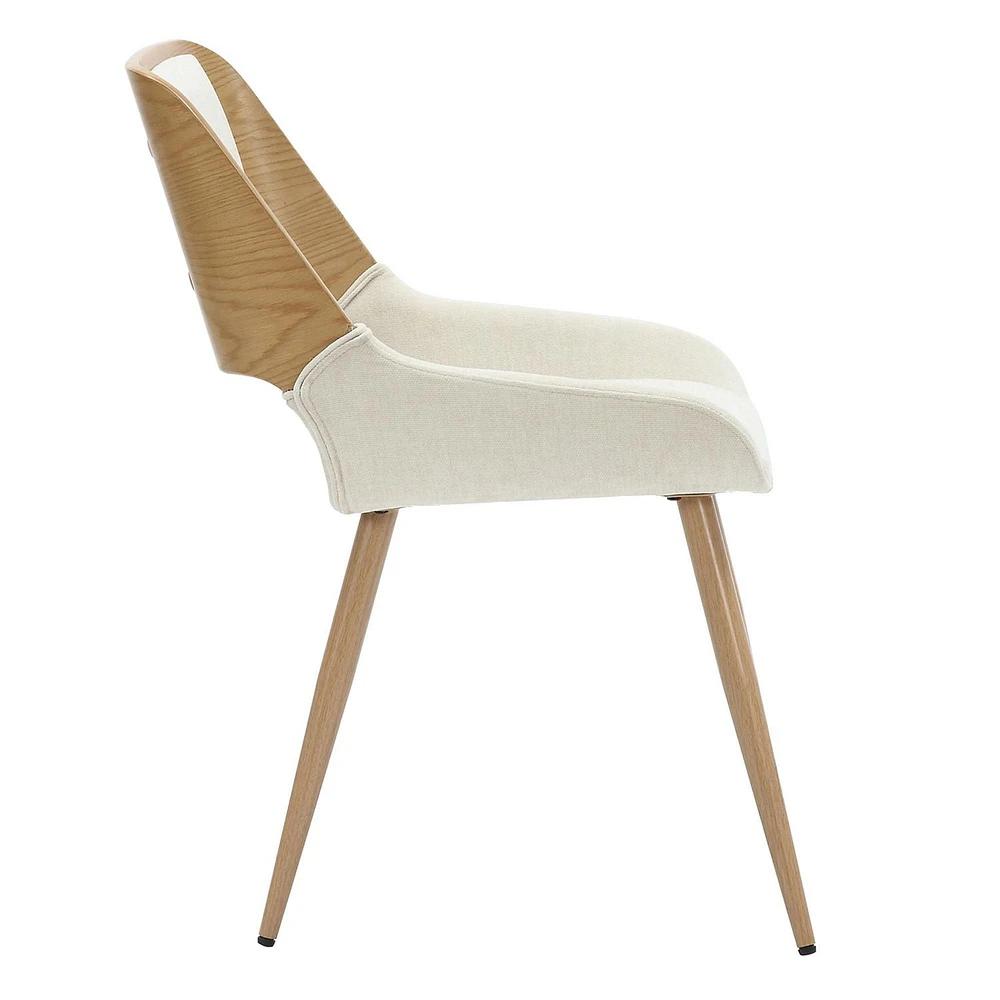 Mid-Century Modern Fabric and Wood Dining Chair - Beige and Natural