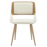 Mid-Century Modern Fabric and Wood Dining Chair - Beige and Natural