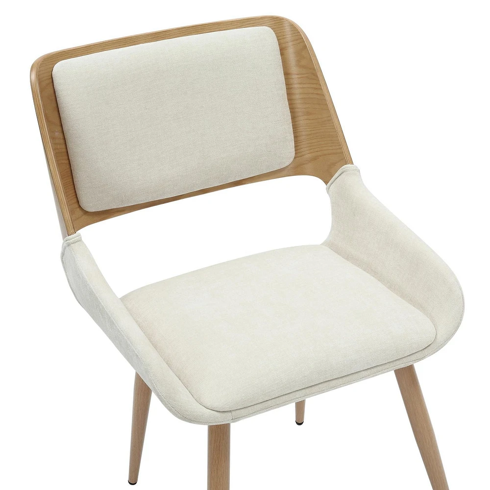 Mid-Century Modern Fabric and Wood Dining Chair - Beige and Natural