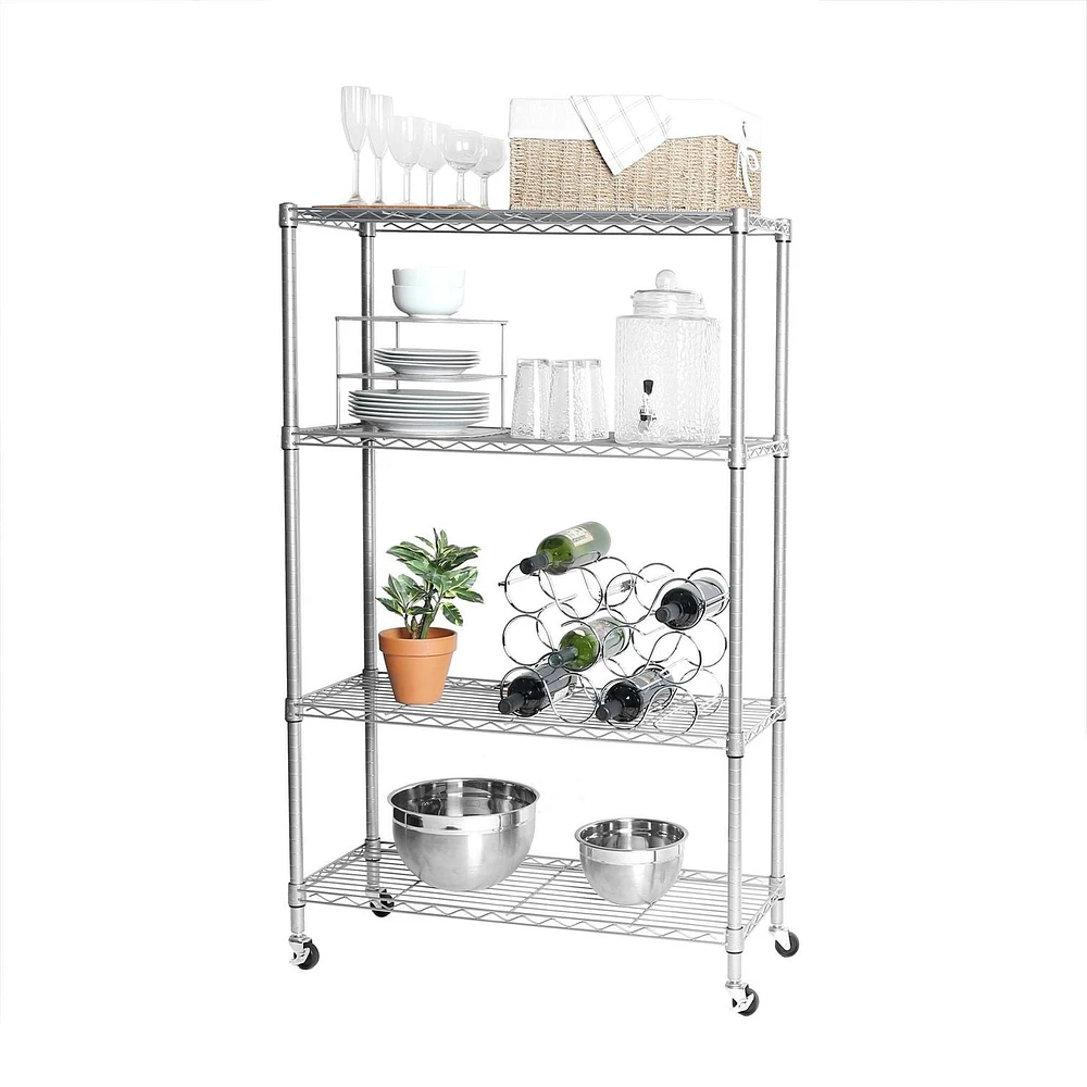 Seville Classics 4-tier Steel Wire Shelving Unit, Silver, 56.5" H X 36" W X 14" D