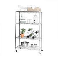 Seville Classics 4-tier Steel Wire Shelving Unit, Silver, 56.5" H X 36" W X 14" D