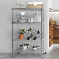 Seville Classics 4-tier Steel Wire Shelving Unit, Silver, 56.5" H X 36" W X 14" D