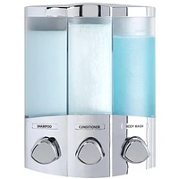 Better Living Products 76344-1 EURO Series TRIO 3 Chamber Wall Mount Soap and Shower Dispenser Chrome