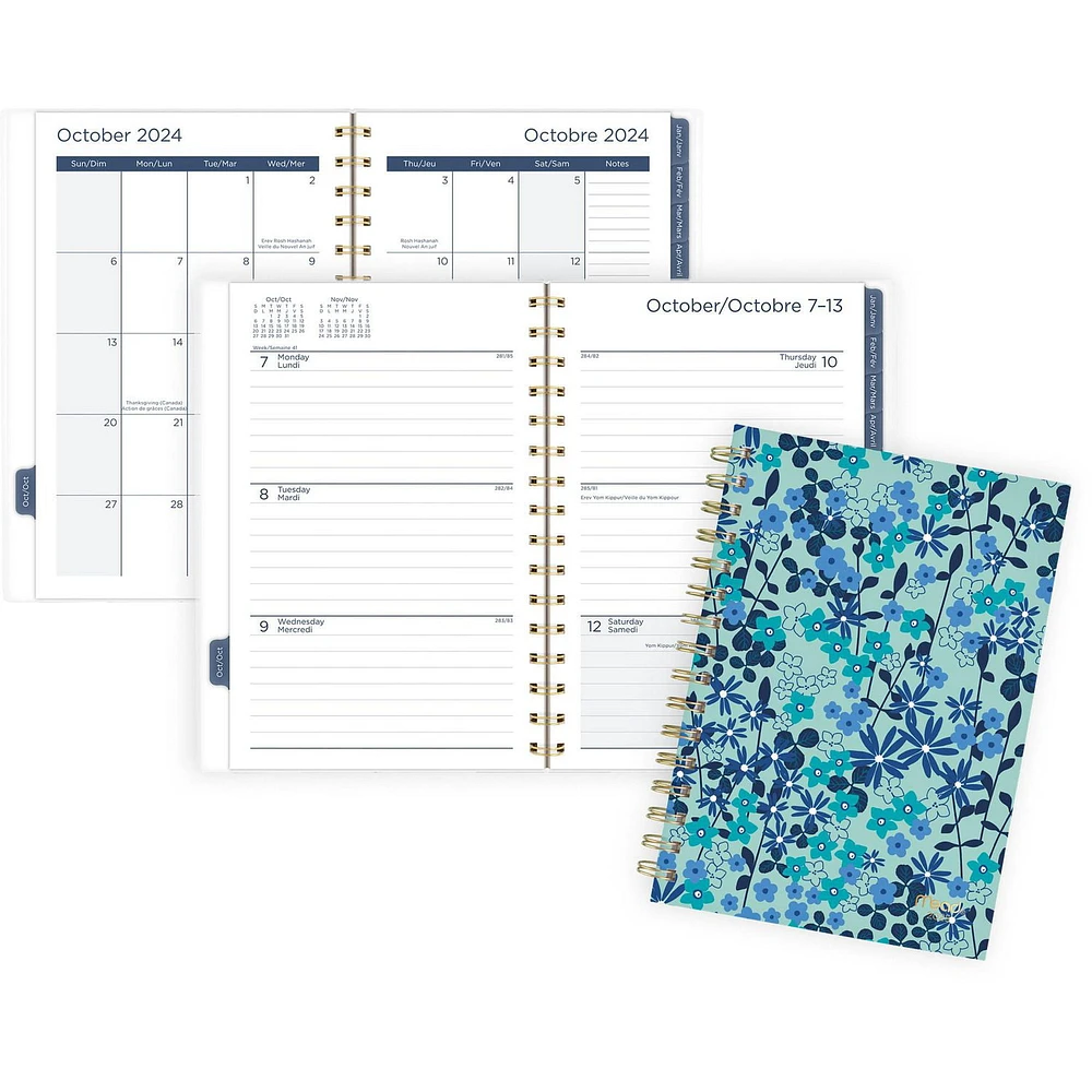 Mead 15M Blue Floral Small Weekly/Monthly Poly Planner 25, Planner