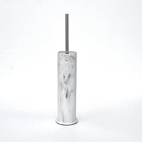 hometrends Faux Marble White Toilet Brush and Holder, 1 toilet bowl brush with metal handle and sandstone holder for bathroom use, Toilet brush with resin holder