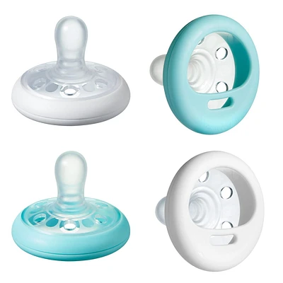 Suce en forme de tétine semblable au sein Tommee Tippee, de 6 à 18 mois – blanc et bleu glace, paquet de 4