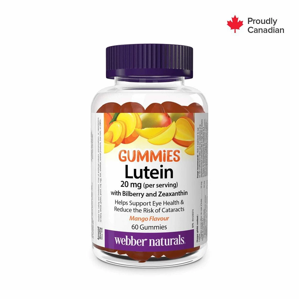 Webber Naturals Lutein Gummies with Bilberry and Zeaxanthin 20 mg Mango